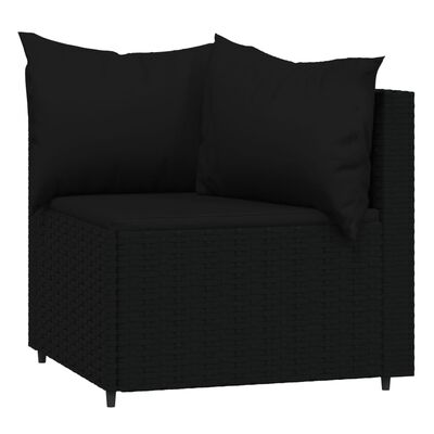 vidaXL 4 Piece Patio Lounge Set with Cushions Black Poly Rattan