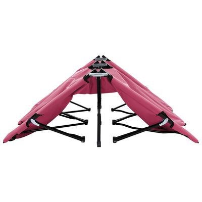 vidaXL Two Person Folding Sun Lounger Pink Steel