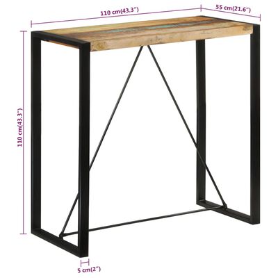 vidaXL Bar Table 43.3"x21.7"x43.3" Solid Wood Reclaimed