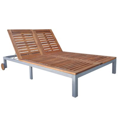 vidaXL Double Sun Lounger Solid Wood Acacia