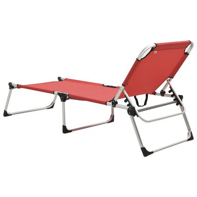 vidaXL Extra High Folding Senior Sunbed Red Aluminum