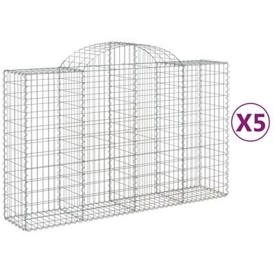 vidaXL Arched Gabion Baskets 5 pcs 78.7"x19.7"x47.2"/55.1" Galvanized Iron