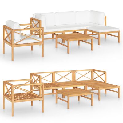 vidaXL 6 Piece Patio Lounge Set with Cream Cushions Solid Teak Wood