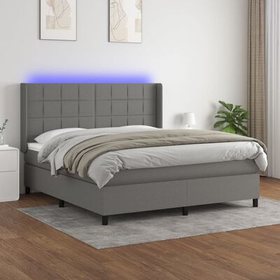 affix Uitbarsten mate vidaXL Box Spring Bed with Mattress&LED Dark Gray California King Fabric |  vidaXL.com