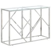 vidaXL Console Table Silver Stainless Steel and Tempered Glass