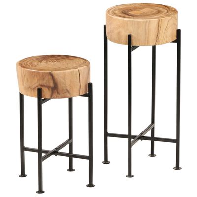 vidaXL Side Table Set 2 Pieces Solid Acacia Wood