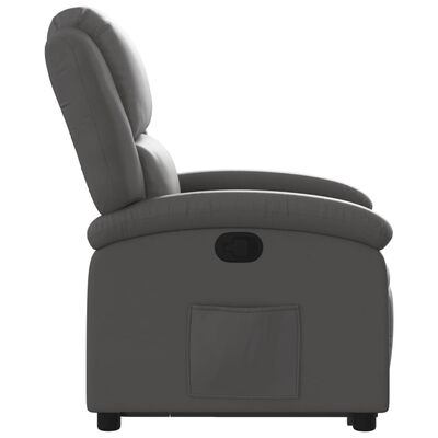 vidaXL Stand up Recliner Chair Gray Real Leather