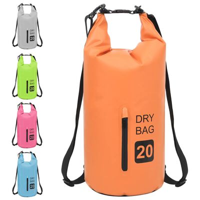 vidaXL Dry Bag with Zipper Orange 5.3 gal PVC