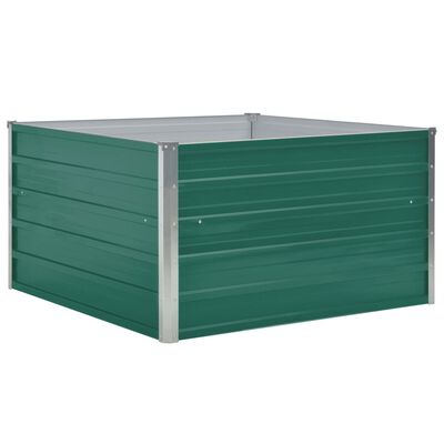 vidaXL Raised Garden Bed 39.4"x39.4"x17.7" Galvanized Steel Green