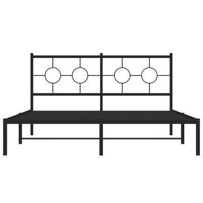 vidaXL Metal Bed Frame without Mattress with Headboard Black 59.1"x78.7"