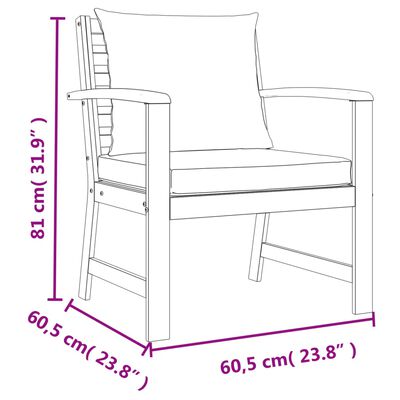 vidaXL 4 Piece Patio Dining Set with Cushions Solid Wood Acacia