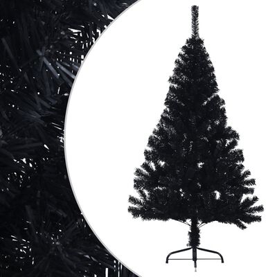 vidaXL Artificial Half Christmas Tree with Stand Black 4 ft PVC