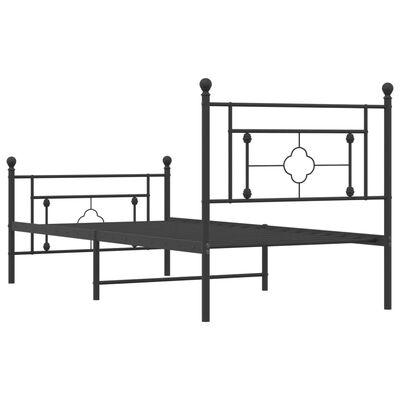 vidaXL Metal Bed Frame without Mattress with Footboard Black 39.4"x78.7"