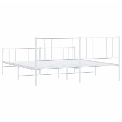 vidaXL Metal Bed Frame without Mattress with Footboard White 76"x79.9"