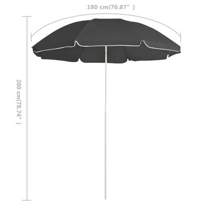 vidaXL Garden Parasol with Steel Pole Anthracite 70.9"