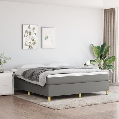 vidaXL Box Spring Bed with Mattress Dark Gray 72"x83.9" California King Fabric