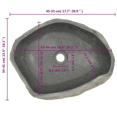 vidaXL Basin River Stone Oval (17.7"-20.9")x(13.4"-16.1")