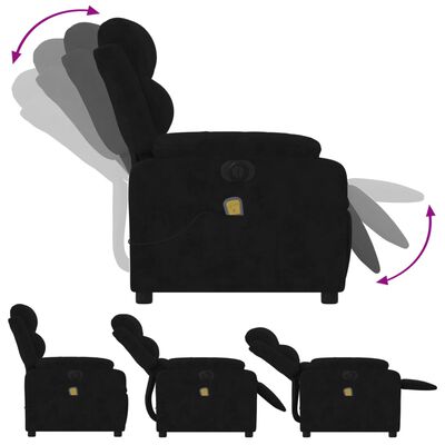 vidaXL Electric Massage Recliner Chair Black Velvet