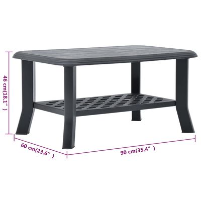 vidaXL Coffee Table Anthracite 35.4"x23.6"x18.1" Plastic