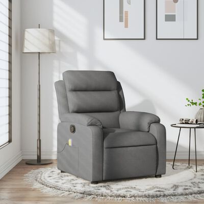 vidaXL Massage Recliner Chair Dark Gray Fabric