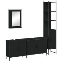 vidaXL 4 Piece Bathroom Furniture Set Black Engineered Wood