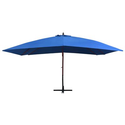 vidaXL Hanging Garden Parasol with Wooden Pole 157.5"x118.1" Blue