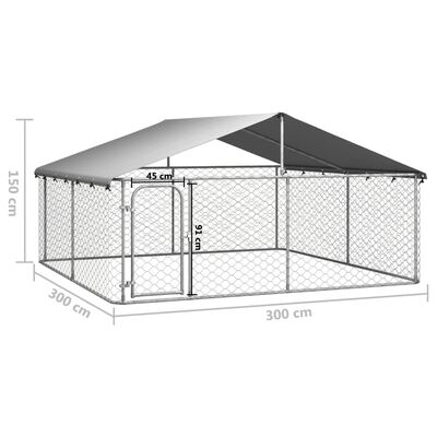 vidaXL Outdoor Dog Kennel with Roof 118.1"x118.1"x59.1"