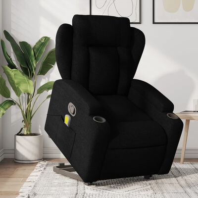 vidaXL Stand up Massage Recliner Chair Black Fabric