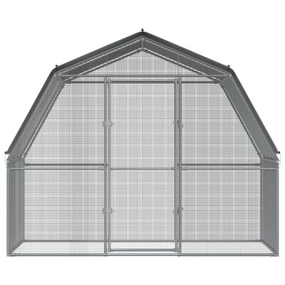 vidaXL Chicken Cage with Roof and Door Silver Galvanized Steel