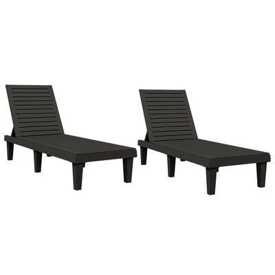 vidaXL Sun Loungers 2 pcs Black 61"x22.8"x32.7" Polypropylene