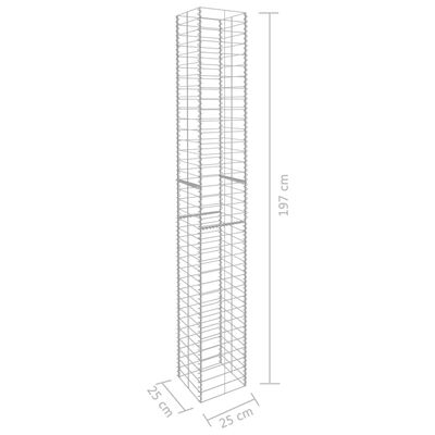 vidaXL Gabion Baskets 3 pcs Galvanized Steel 9.8"x9.8"x77.6"