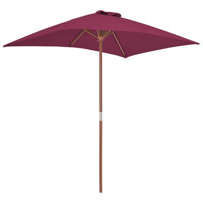 vidaXL Garden Parasol with Wooden Pole 59.1"x78.7" Bordeaux Red