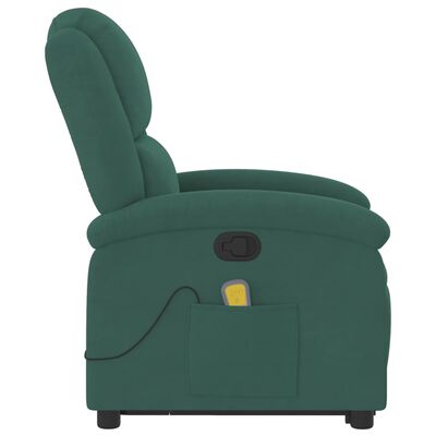 vidaXL Stand up Massage Recliner Chair Dark Green Velvet