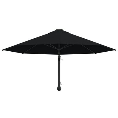 vidaXL Wall-Mounted Garden Parasol with Metal Pole 118.1" Black