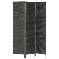 vidaXL 3-Panel Room Divider Black 45.7"x63"  Water Hyacinth