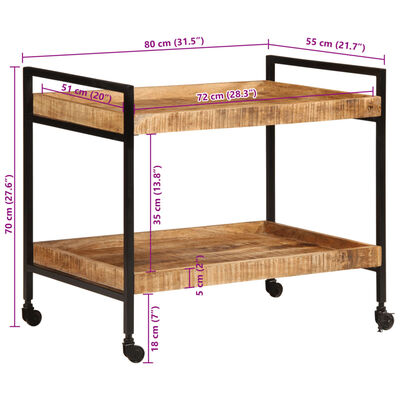 vidaXL Kitchen Trolley 31.5"x21.7"x27.6" Solid Rough Wood Mango