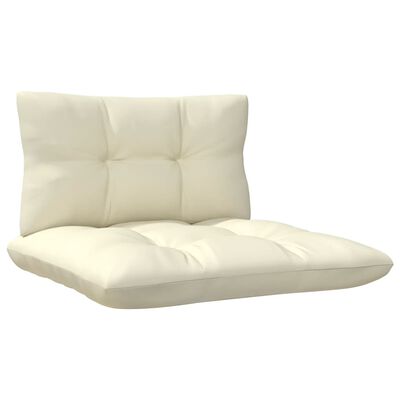 vidaXL 3 Piece Patio Lounge Set with Cream Cushions Solid Pinewood