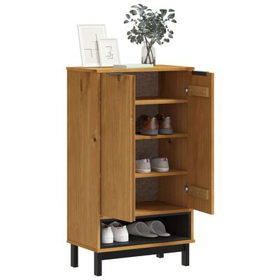 vidaXL Shoe Cabinet FLAM 23.4"x13.8"x42.1" Solid Wood Pine