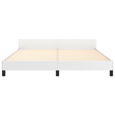 vidaXL Bed Frame with Headboard White 72"x83.9" California King Faux Leather