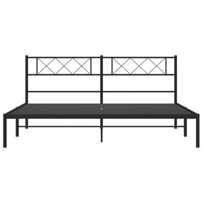 vidaXL Metal Bed Frame without Mattress with Headboard Black 76"x79.9"