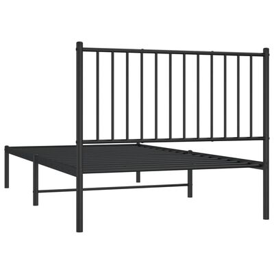 vidaXL Metal Bed Frame without Mattress with Headboard Black 39.4"x74.8"