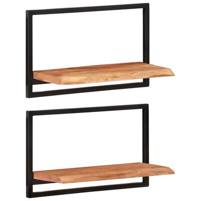 vidaXL Wall Shelves 2 pcs 23.6"x9.8"x13.8" Solid Wood Acacia and Steel