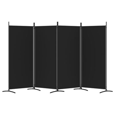 vidaXL 4-Panel Room Divider Black 136.2"x70.9" Fabric