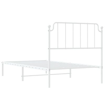 vidaXL Metal Bed Frame without Mattress with Headboard White 39.4"x74.8"