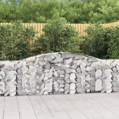 vidaXL Arched Gabion Baskets 2 pcs 157.5"x11.8"x39.4"/47.2" Galvanized Iron