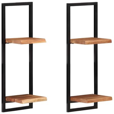 vidaXL Wall Shelves 2 pcs 9.8"x9.8"x29.5" Solid Wood Acacia and Steel