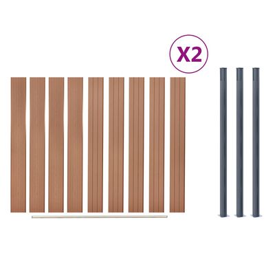 vidaXL Fence Panel Set Brown 139"x73.2" WPC