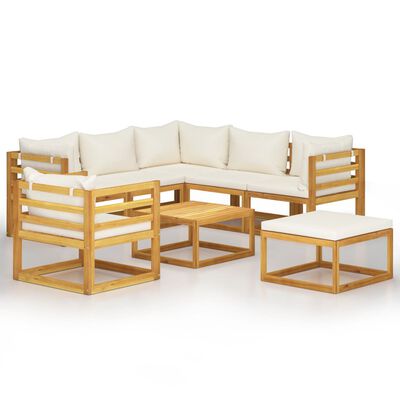 vidaXL 8 Piece Patio Lounge Set with Cushion Cream Solid Acacia Wood