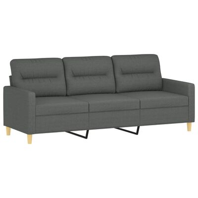 vidaXL 3-Seater Sofa with Footstool Dark Gray 70.9" Fabric