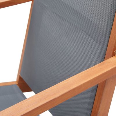 vidaXL Patio Lounge Chair Gray Solid Wood Eucalyptus and Textilene